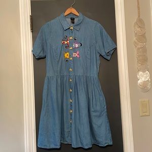 Winnie the Pooh embroidered denim dress